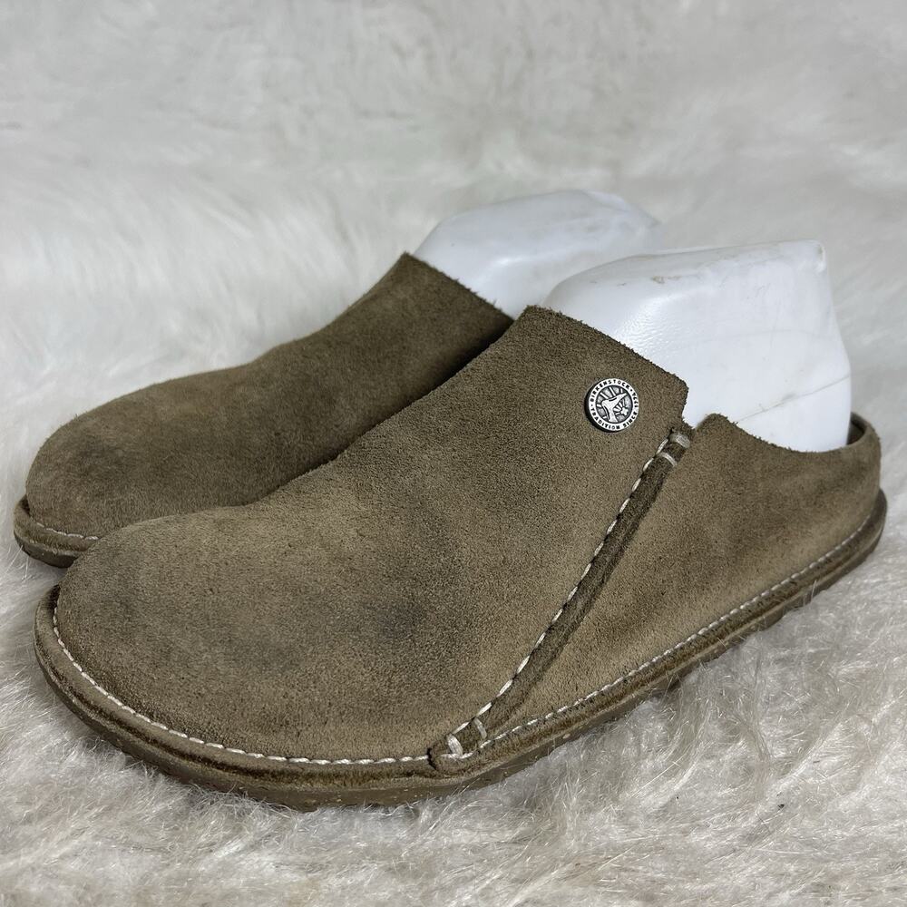 Birkenstock Amsterdam Taupe Suede Clogs EU 38 US 7 Narrow Slip On Germany